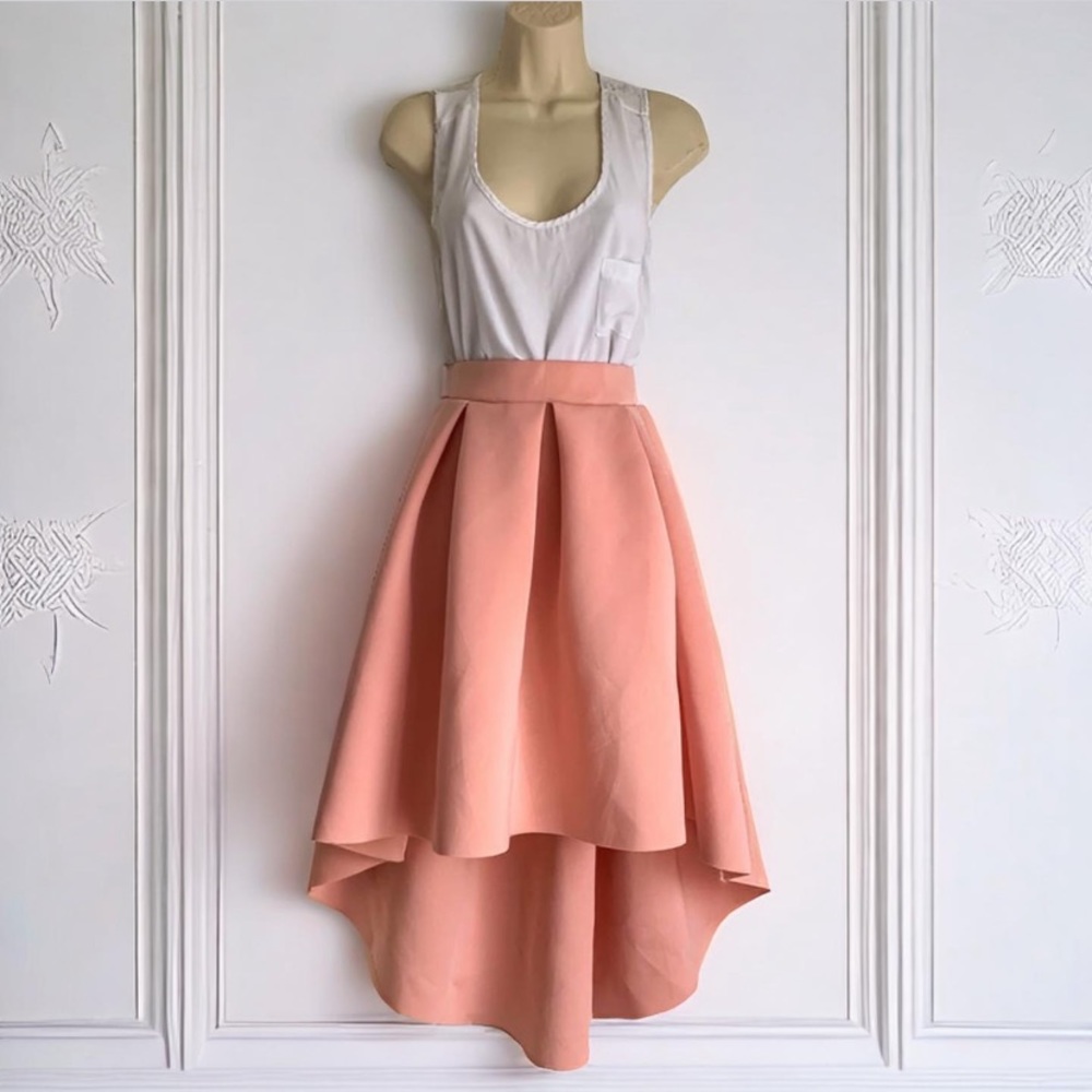 Pink High-Low Pleated Skirt